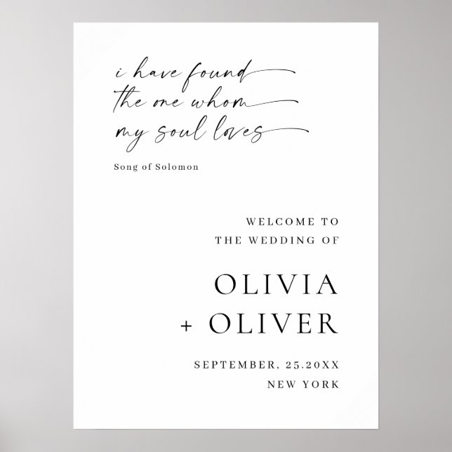 Elegant Minimalist Simple Welcome Wedding Poster (Front)