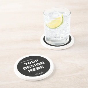 Elegant, Minimalist & Sleek Black QR Code Logo Coaster