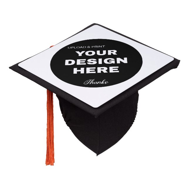 Elegant, Minimalist & Sleek Black QR Code Logo  Graduation Cap Topper (Angled)