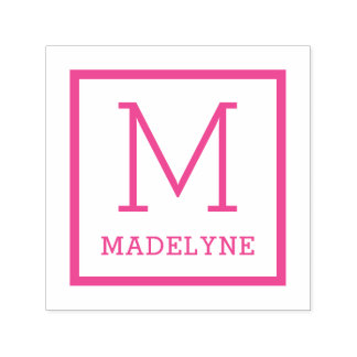 Elegant Minimalist Square Border Monogram Name Self-inking Stamp