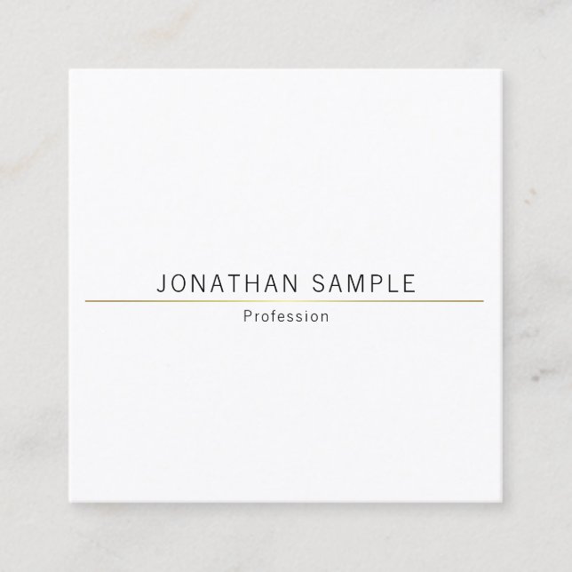 Elegant Minimalist Square Design Gold Plain Luxury Square Business Card (Front)