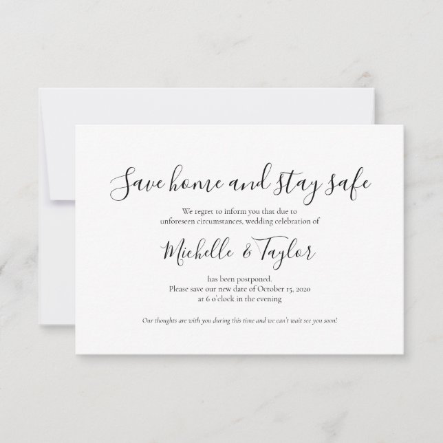 Elegant Minimalist Stay home and stay safe Card (Front)