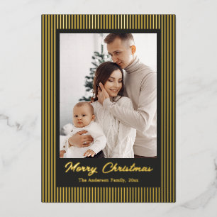 Elegant Minimalist Striped Black Christmas Holiday