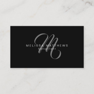 Elegant Minimalist Stylish Script Grey Monogram Business Card