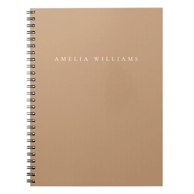 Elegant Minimalist Tan Monogram Notebook (Front)