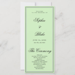 Elegant Minimalist Tea Green Wedding Program