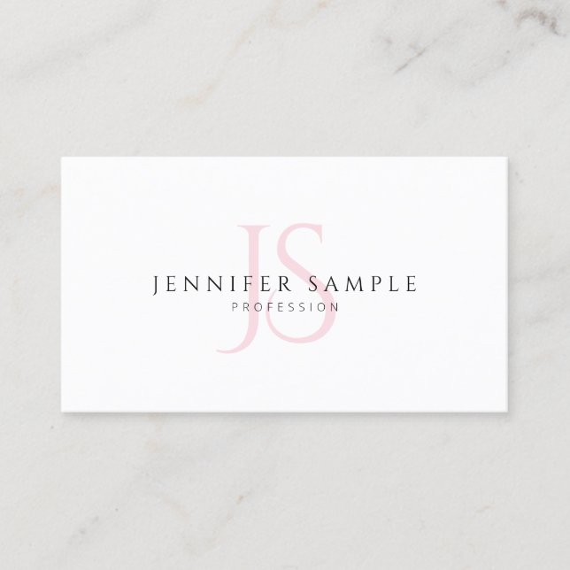 Elegant Minimalist Template Pink Monogram Modern Business Card (Front)