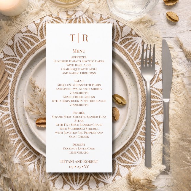 Elegant Minimalist Terracota Text Wedding  Menu (Creator Uploaded)