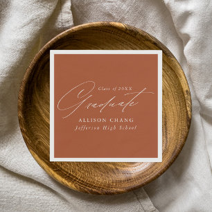 Elegant Minimalist Terracotta Graduation Napkin