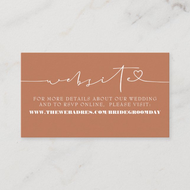 Elegant Minimalist Terracotta Wedding Website Enclosure Card (Front)