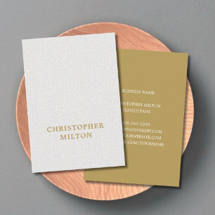 Elegant Minimalist Texture White Brown Consultant Business Card