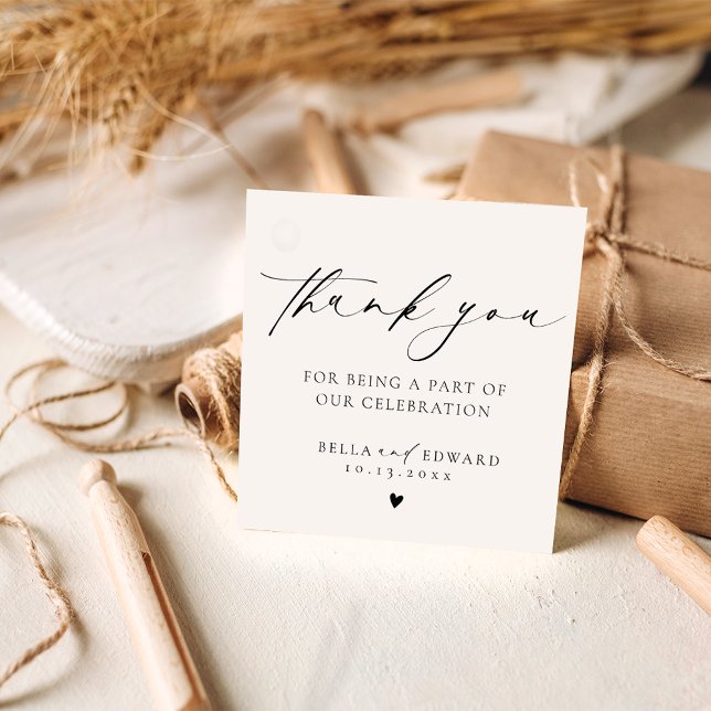 Elegant Minimalist Thank You Wedding Favours Tags (Creator Uploaded)