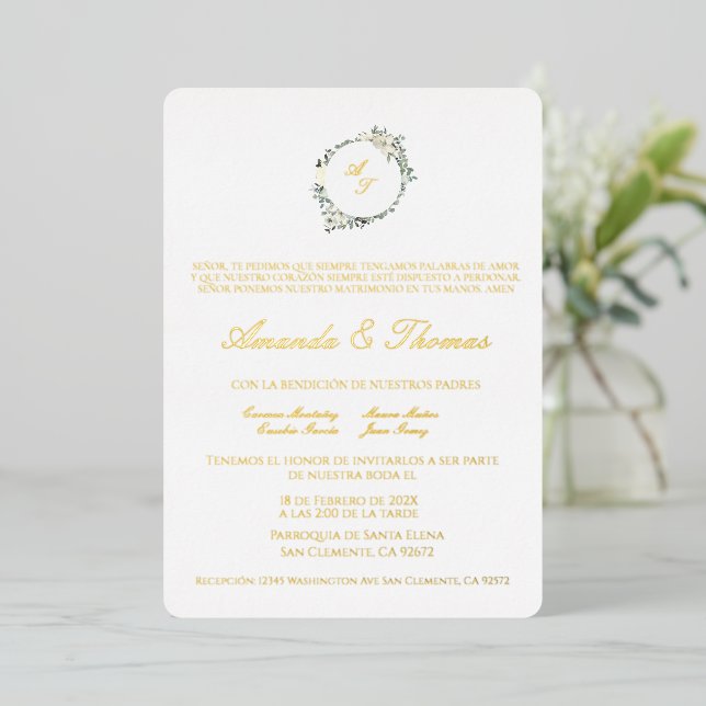 Elegant minimalist theme Spanish wedding (Standing Front)