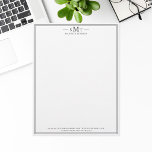 Elegant Minimalist Three Letter Monogram Letterhead<br><div class="desc">Create your own personalized letterhead with elegant three letter monogram initials and name with simple border design in black and white colour.</div>