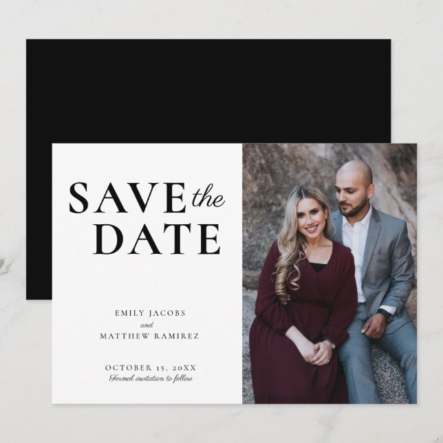 Elegant Minimalist Traditional Script 1 Photo Save The Date (Front/Back)