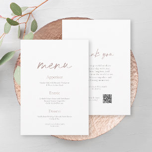 Elegant Minimalist Two-Sided Wedding Menu Invitation