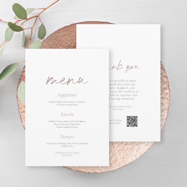 Elegant Minimalist Two-Sided Wedding Menu Invitation (Creator Uploaded)