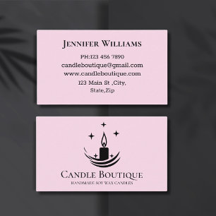 elegant minimalist typography candle maker pink business card