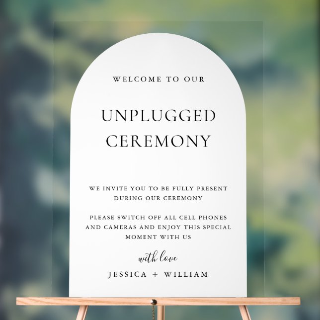 Elegant Minimalist Unplugged Wedding Ceremony Acrylic Sign (Neutral)