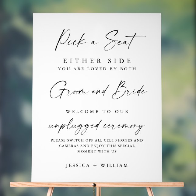 Elegant Minimalist Unplugged Wedding Ceremony Acrylic Sign (Neutral)