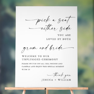 Elegant Minimalist Unplugged Wedding Ceremony Acrylic Sign