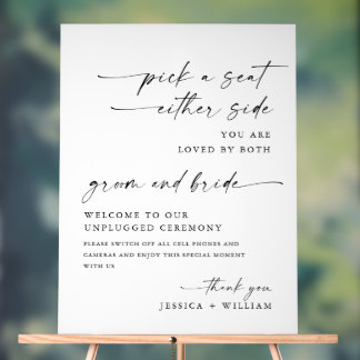 Elegant Minimalist Unplugged Wedding Ceremony Acrylic Sign