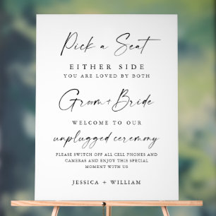 Elegant Minimalist Unplugged Wedding Ceremony Acrylic Sign