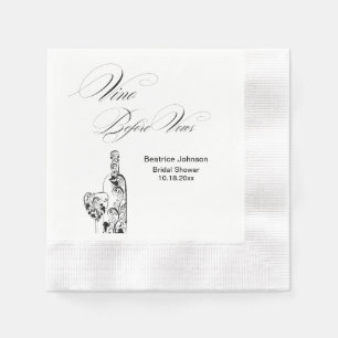 Elegant Minimalist Vino Before Vows Bridal Shower Napkin