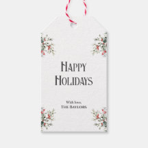 Elegant Minimalist Watercolor Holly Festive
