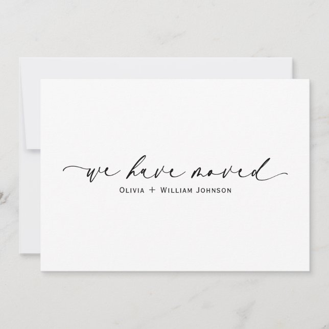 Elegant Minimalist We Have Moved Script Announcement (Front)