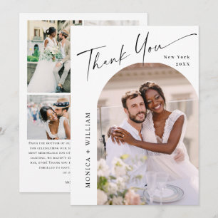 Elegant Minimalist Wedding 5 Photo Thank You Card