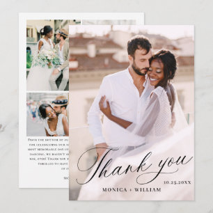 Elegant Minimalist Wedding 5 Photo Thank You Card