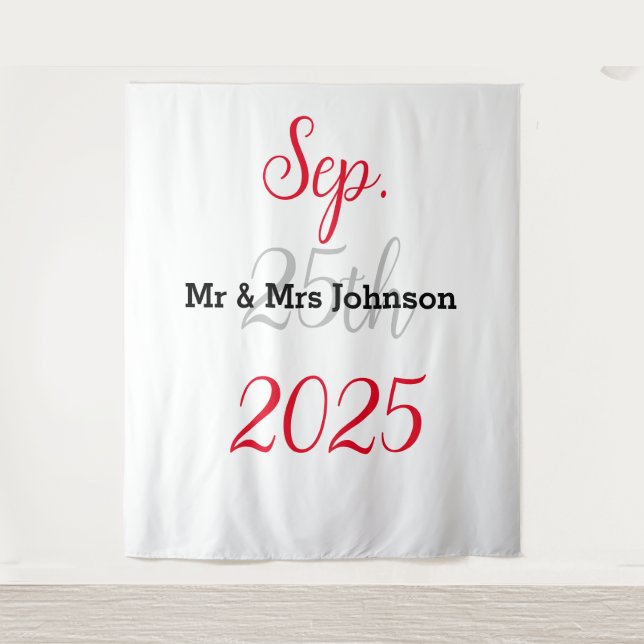 Elegant Minimalist Wedding Backdrop Tapestry (Front)