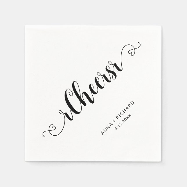 Elegant Minimalist Wedding Cheers Personalized  Napkin (Front)