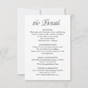 Elegant Minimalist Wedding Details Card