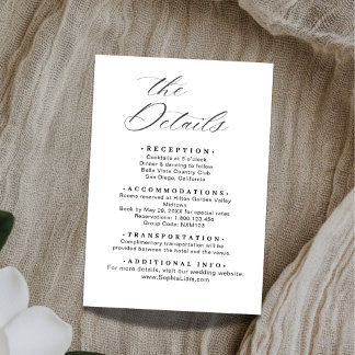 Elegant Minimalist Wedding Details Card Template