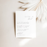 Elegant Minimalist Wedding Details Enclosure Card<br><div class="desc">Design features an handwritten font and modern minimalist design. Designed to coordinate with for the «ESSENTIALS» Wedding Invitation Collection. To change details,  click «Personalize». View the collection link on this page to see all of the matching items in this beautiful design or see the collection here: https://bit.ly/3iNzQAD</div>