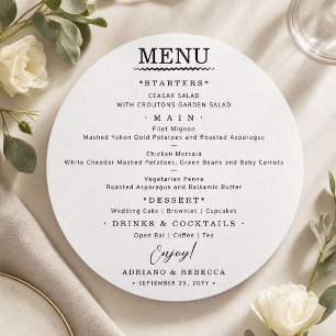Elegant Minimalist Wedding Dinner Menu