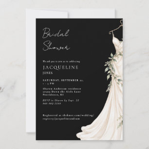 Elegant Minimalist Wedding Dress Black Shower Invitation