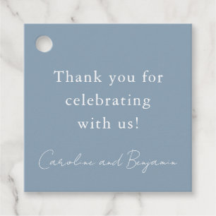 Elegant Minimalist Wedding Dusty Blue Thank You Favour Tags