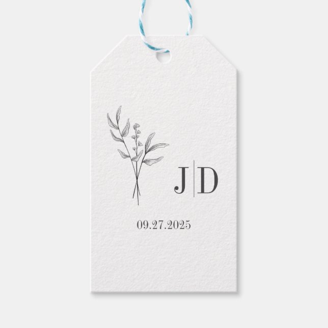 Elegant Minimalist Wedding Favour Tag (Front)