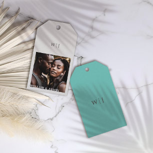 Elegant minimalist wedding gift tags with photo