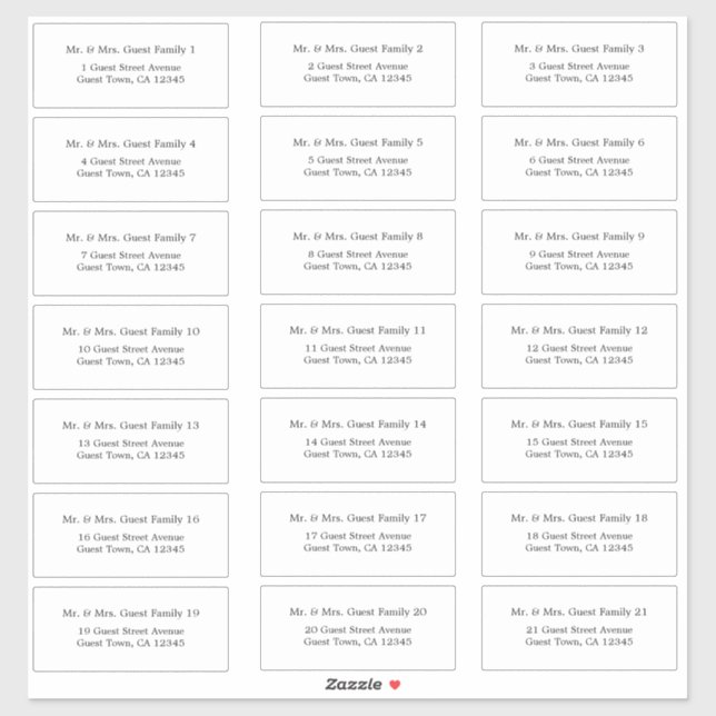 Elegant Minimalist Wedding Guest Address Labels (Sheet)