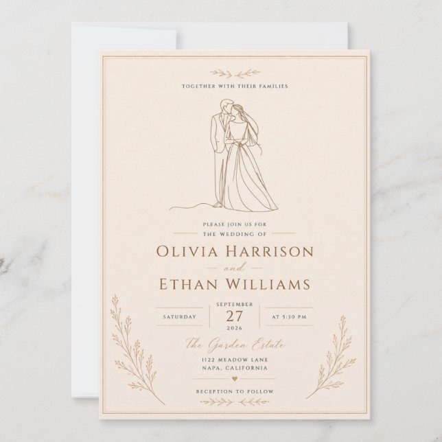 Elegant Minimalist Wedding Invitation Template (Front)