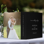 Elegant minimalist wedding memories photo album binder<br><div class="desc">Elegant trendy modern photo wedding planning and memories album scrapbook black binder with simple minimal chic calligraphy script. Personalize it with your photo,  bride and groom names,  and text.</div>