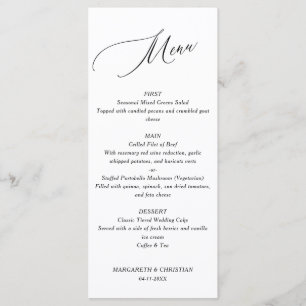 Elegant Minimalist Wedding Menu