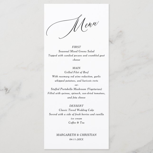 Elegant Minimalist Wedding Menu (Devant)