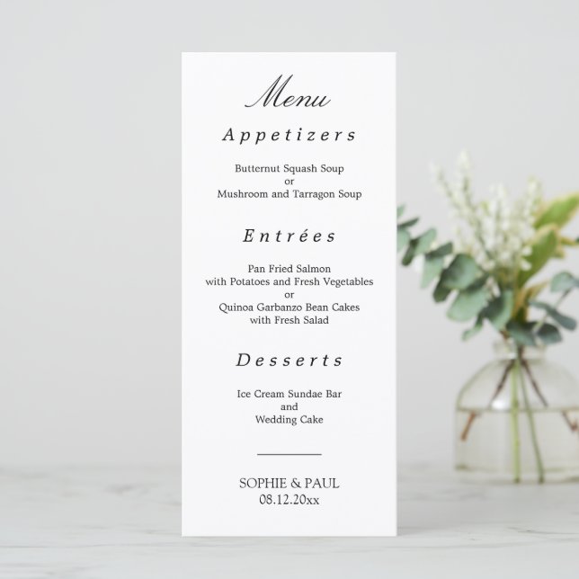 Elegant Minimalist Wedding Menu (Standing Front)