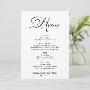 Elegant Minimalist Wedding Menu Card