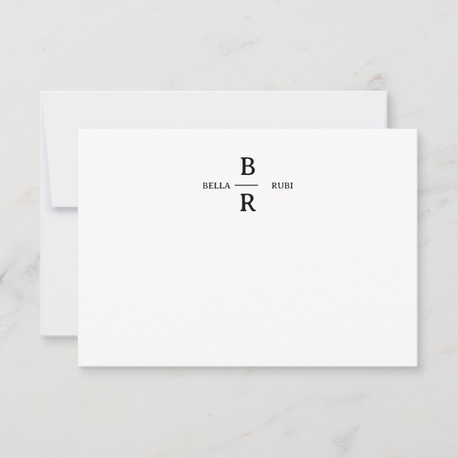 Elegant Minimalist Wedding Monogram White Card (Front)